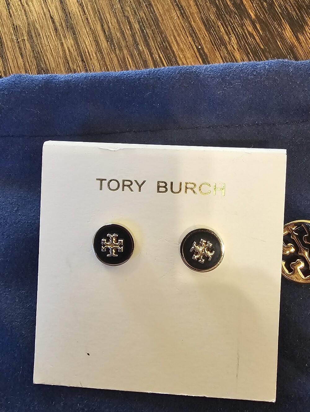 Tory Burch Kira Enamel Circle Stud Earrings - Gold & Black